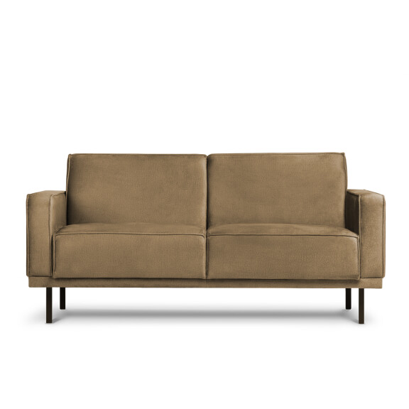 Prosta sofa dwuosobowa na metalowych nóżkach beżowa BARO