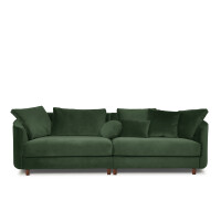 Duża sofa welurowa na drewnianych nóżkach butelkowa zieleń JUNI