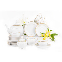 Serwis herbaciany polska porcelana 6 os. 15 elementów biały / złoty wzór NEW HOLLIS GOLD