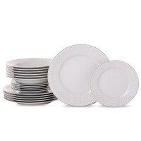 Zestaw obiadowy porcelana 18 elementów biały wzór dla 6 os. AMELIA CARMEN