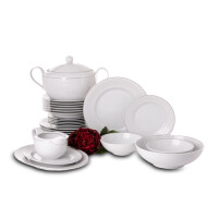 Zestaw obiadowy porcelana 25 elementów biały wzór dla 6 os. AMELIA CARMEN