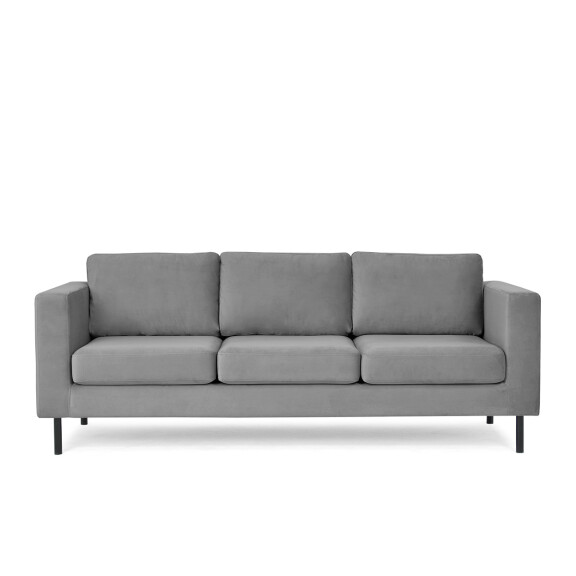 Welurowa sofa 3 osobowa na metalowych nóżkach szara TOZZI