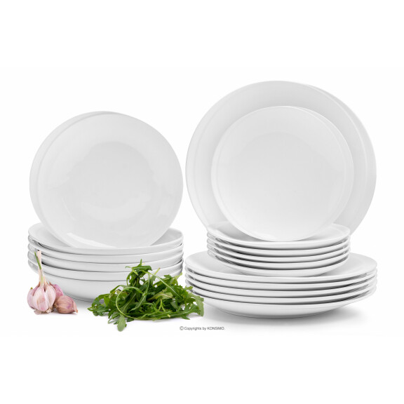 Zestaw obiadowy porcelanowy dla 6 osób biały RESEDA