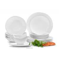 Zestaw obiadowy porcelanowy dla 6 osób biały (20el) RESEDA