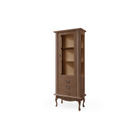 Witryna szklana 75 cm vintage ciemny dąb BRITON