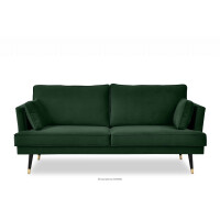 Sofa trzyosobowa welurowa glamour butelkowa zieleń FALCO
