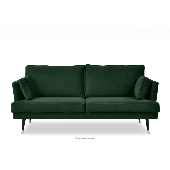 Sofa trzyosobowa welurowa glamour butelkowa zieleń FALCO