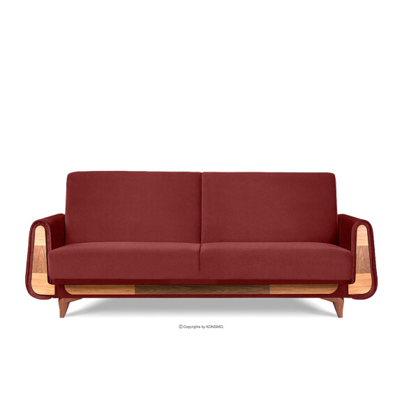 Czerwona sofa rozkładana welur GUSTAVO