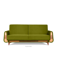 Oliwkowa sofa rozkładana welur GUSTAVO