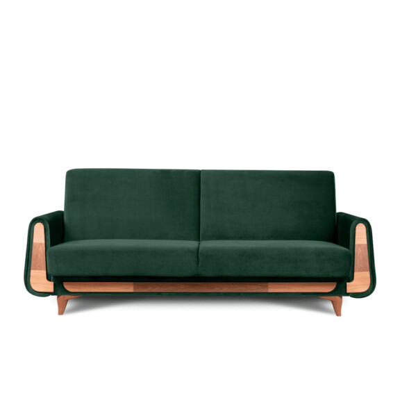 Zielona sofa rozkładana welur GUSTAVO