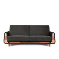 Szara sofa rozkładana welur GUSTAVO