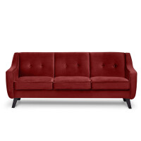 Skandynawska sofa 3 osobowa welur czerwona TERSO