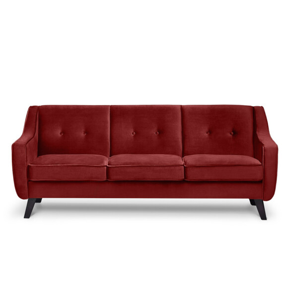 Skandynawska sofa 3 osobowa welur czerwona TERSO