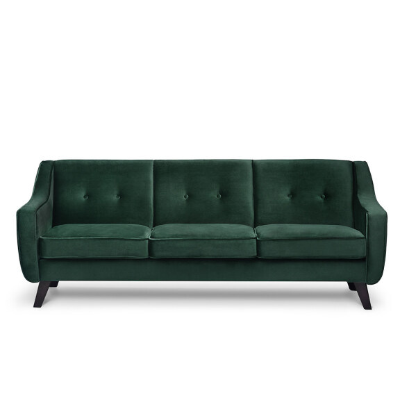 Skandynawska sofa 3 osobowa welur butelkowa zieleń TERSO