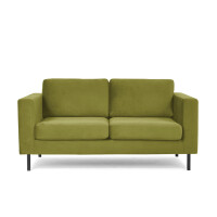 Welurowa sofa 2 osobowa na metalowych nóżkach oliwkowa TOZZI