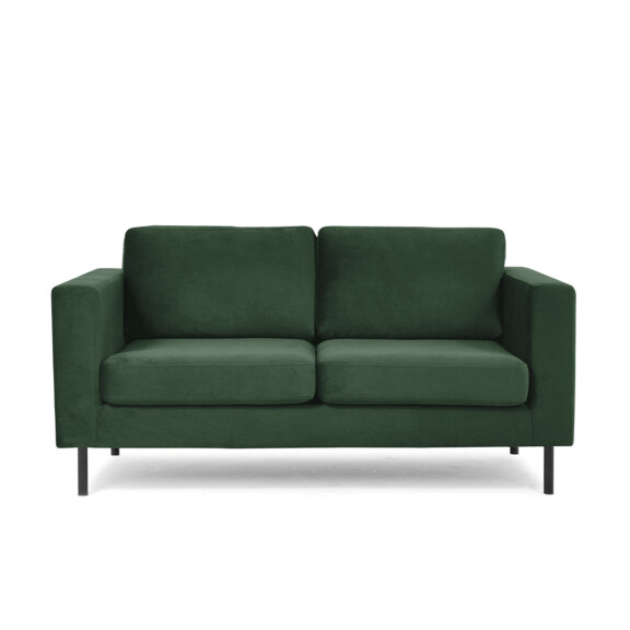 Welurowa sofa 2 osobowa na metalowych nóżkach butelkowa zieleń TOZZI