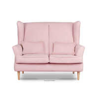 Skandynawska sofa dwuosobowa pudrowy róż na nóżkach STRALIS