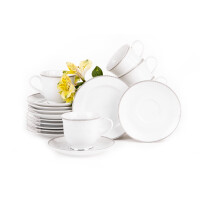 Serwis herbaciany polska porcelana 6 os. Biały / platynowy wzór DIAMENT PLATIN