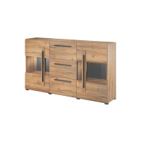 Komoda z witryną 180 cm w stylu modern dąb naturalny TULSA