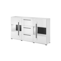 Komoda z witryną 180 cm w stylu modern biały połysk TULSA