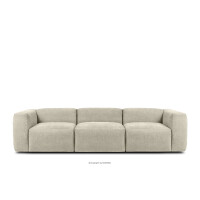 Sofa 3 boho modułowa w tkaninie plecionej ecru BUFFO