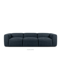 Sofa 3 boho modułowa w tkaninie plecionej ciemny niebieski BUFFO