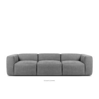 Sofa 3 boho modułowa w tkaninie plecionej jasny popielaty BUFFO