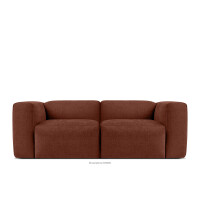 Sofa boho modułowa dwuosobowa w tkaninie plecionej pomarańczowa BUFFO