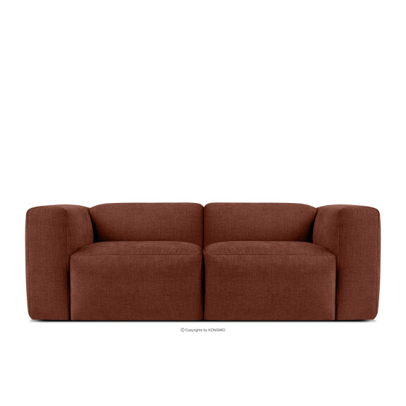 Sofa boho modułowa dwuosobowa w tkaninie plecionej pomarańczowa BUFFO