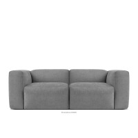 Sofa boho modułowa dwuosobowa w tkaninie plecionej jasny popielaty BUFFO