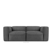 Sofa boho modułowa dwuosobowa w tkaninie plecionej popielata BUFFO
