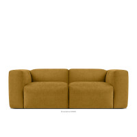 Sofa boho modułowa dwuosobowa w tkaninie plecionej miodowa BUFFO