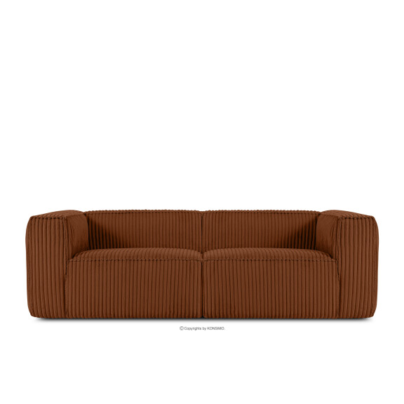 Duża ruda sofa w tkaninie sztruks FEROX
