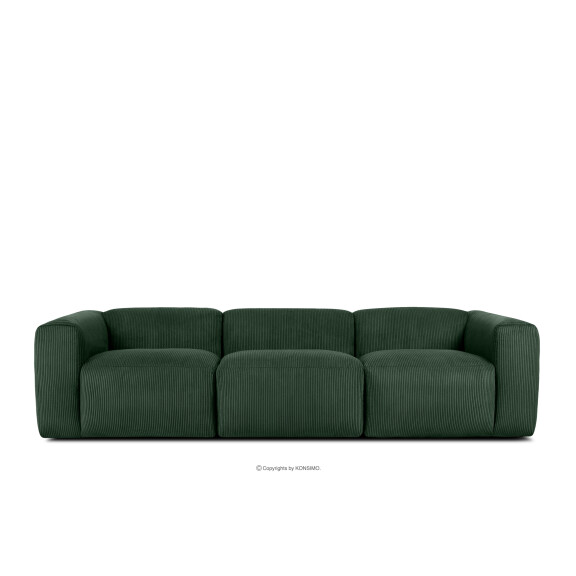 Sofa 3 modułowa w tkaninie sztruks ciemny zielona BUFFO