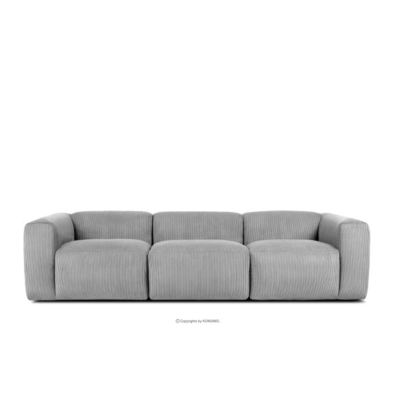 Sofa 3 modułowa w tkaninie sztruks jasny szary BUFFO