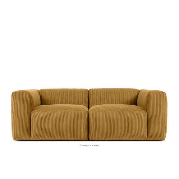 Sofa modułowa dwuosobowa w tkaninie sztruks żółta BUFFO