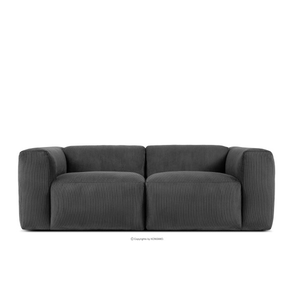 Sofa modułowa dwuosobowa w tkaninie sztruks szara BUFFO