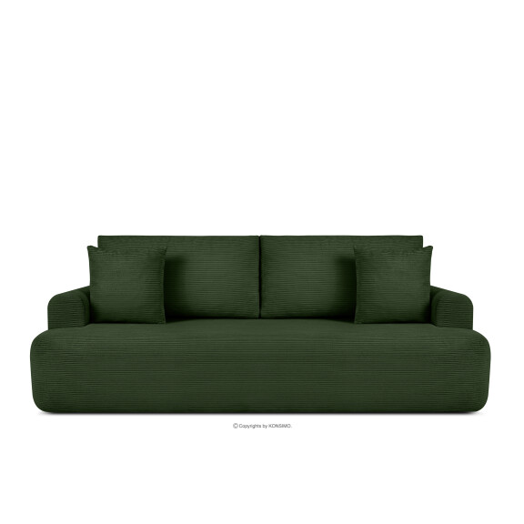 Sofa trzyosobowa rozkładana w sztruksie zielony ELPHO