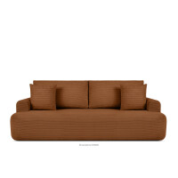 Sofa trzyosobowa rozkładana w sztruksie pomarańczowy ELPHO