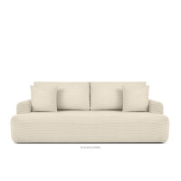 Sofa trzyosobowa rozkładana w sztruksie ecru ELPHO