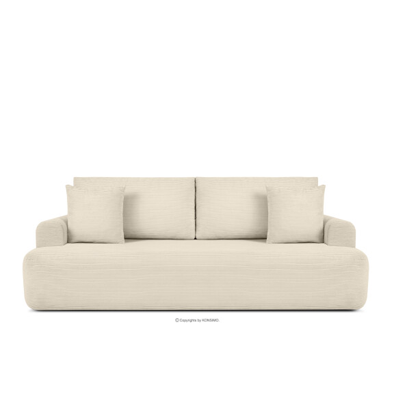 Sofa trzyosobowa rozkładana w sztruksie ecru ELPHO