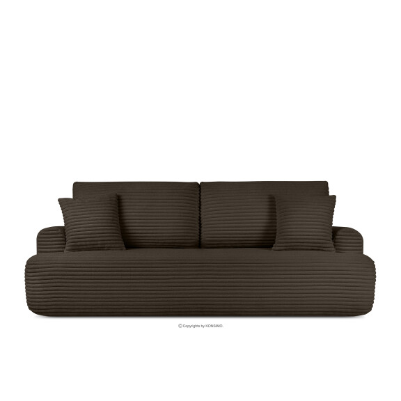 Sofa 3 z funkcją spania w tkaninie sztruks brązowy ELPHO