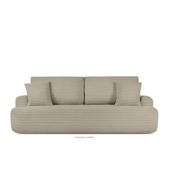 Sofa 3 z funkcją spania w tkaninie sztruks beżowy ELPHO