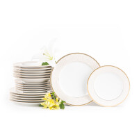 Serwis obiadowy polska porcelana 6 os. 18 elementów biały / złoty wzór MARTHA GOLD