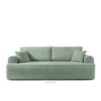 Sofa shaggy trzyosobowa rozkładana miętowy MESSO