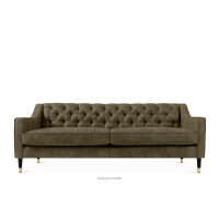 Sofa trzyosobowa w eleganckim stylu z pikowaniem ekoskóra oliwkowy NOMUS