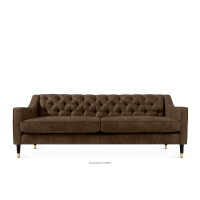 Sofa trzyosobowa w eleganckim stylu z pikowaniem ekoskóra ciemny brązowy NOMUS