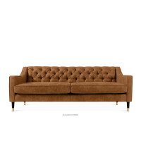 Sofa trzyosobowa w eleganckim stylu z pikowaniem ekoskóra rudy NOMUS