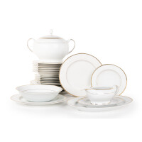 Serwis obiadowy polska porcelana 6 os. 24 elementy biały /złoty wzór NEW HOLLIS GOLD