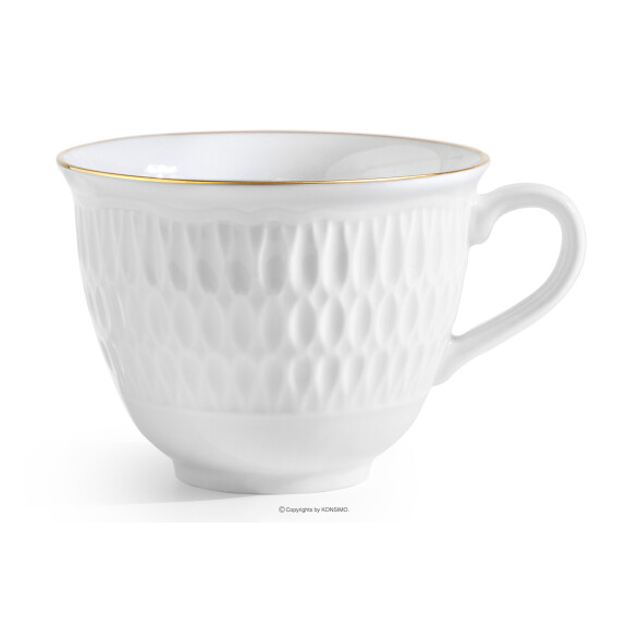 Filiżanka z porcelany biała SOFIA ZŁOTA LINIA